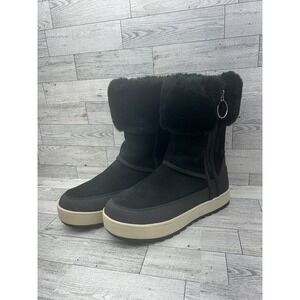 Koolaburra by UGG Tynlee Black Women's Size 6 Boots Faux Fur Suede Zip Snow Boot
